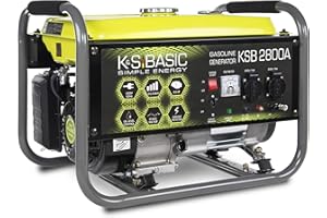 K&S KÖNNER&SÖHNEN KSB 2800A, generatore di corrente in alluminio, a benzina, 6,5 CV, motore a benzina a 4 tempi, con regolatore di tensione automatico 230 V (AVR), 2800 Watt, 16 A, per la casa e il tempo libero