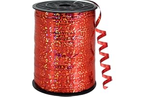 BEISHIDA 500 Yards Red Crimped Curling Ribbon Shiny Metallic Balloon String Roll Gift Wrapping Ribbon Christmas Decoration for Party Festival Art Craft Decor Florist Flowers Decoration