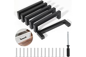 Qshwese 6 Stück Griffe für Küchenschränke, 102mm Möbelgriffe Schwarz mit Schraubendreher, Schrankgriffe Küchengriffe aus Edelstahl für Küche Schrank Möbel Tür Schubladen Kleiderschrank