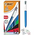 BIC 4 Couleurs Original Stylos-Bille Rétractables Pointe Moyenne (1,0 mm) - Certifiés NF Environnement - Boîte de 12