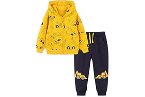 TCWWBB Toddler Boys Clothes Sets Dinosaur Digger Rocket Outfits Kids Long Sleeve Jumper Sweatshirt&Pants Jogger Clothing Set Baby 2 Pieces Crewneck Cotton Winter Outfit Set Age 1-7 Years Old