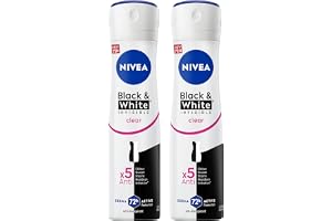 NIVEA Black & White Invisible Antiperspirant Deodorant Spray for Women, Clear, 72H Active Protection, 5IN1, Anti-Odour, Sweat, Stains, Residues & Irritation, 2x150ml