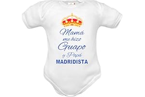 corredino neonato body de recién nacido con frase mama me hizo guapo y mi papa madridista