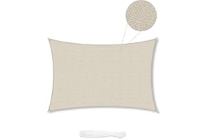 Sekey Sonnensegel 3x5m, Sonnenschutz, Rechteckig HDPE-Kunststoff, Winddicht Wasserdurchlässig UV-beständig Atmungsaktiv Reißfest, für Balkon Garten, mit Ösen und Befestigungsseile, Taupe