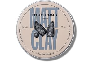 Men Rock Matt Clay with High Hold and Matt Finish for Thicker and Fuller Looking Hairstyles, Nourishes and Conditions Hair, Enriched with Cocoa Butter, Sunflower and Almond Oils 30ml