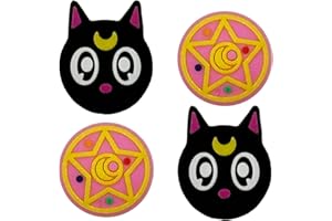 TCPENG® Thumb Grip Caps Compatible with Nintendo Switch/OLED/Switch Lite, Soft Silicone Joystick Grip Cute 3D Analog Stick Cover (Black Cat_Magic Circle)