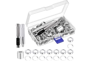 ZKSM 100 Sätze Ösen Werkzeug Set, Ösen Scheiben Ösenzange Kit, 10mm (2/5 Zoll) Metall Tülle Ösen Grommets Setzwerkzeug Ösenzange mit Stanzwerkzeug für Plane, Markisen, Leder, Vorhang