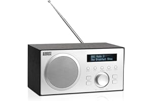 August MB420 Radio DAB/DAB+/FM, Doppia Radiosveglia con Snooze/Timer Spegnimento, Radio Digitale a Corrente Bluetooth Casa con VHF/RDS/60 Preselezioni, Hifi 5W Subwoofer Cassa, USB/Aux - Nero