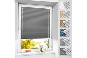 ‎BELLEMAX BelleMax Plissee ohne Bohren verdunkelung, Thermo Plisseerollo Klemmfix, Grau 80x130cm(BxH), Verdunklungsplissee 100% lichtundurchlässig für Fenster, Blickdicht Sichtschutz Sonnenschutz