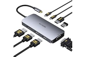 MOKIN USB C Docking Station Dual Monitor 2 HDMI, 8 in 1 Laptop Dock with Dual HDMI, Displayport, VGA, PD, 3 USB Ports, USB C Hub Multiport Adapter for Dell, HP, Lenovo Thinkpad,Surface