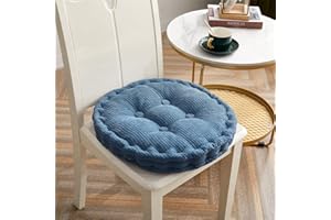 Lukery Rond Coton Coussins de Chaise Tatami Coussin D'assise Confortable Respirant Rembourrés Coussins de Siège pour Bureau Jardin Intérieur Extérieur Décoration (Bleu,40X40CM)