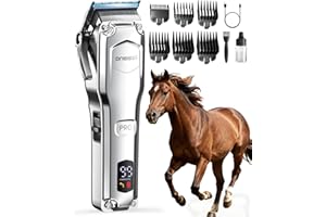 ‎ONEISALL oneisall Kabellose Leise Schermaschine Pferd Hund Langhaar dickes Fell, Hundeschermaschine mit abnehmbarer Edelstahlklinge, tierhaarschneidemaschine Hund Katze Pferd, 4h Laufzeit