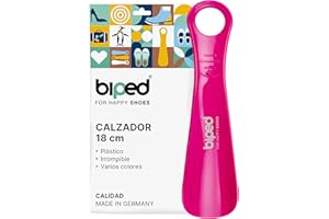 DIE SCHUHANZIEHER biped Calzador de plástico 18 cm – Calzador pequeño y ergonómico, ideal para viajes, niños y adultos – Calzador corto para zapatos fácil de usar z1560(magenta)
