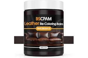 BSCPAM Leather Recolouring Balm 12oz - Leather colour Restorer for Couches, Dark Brown Leather Repair Kit for Furniture - Leather Dye, Repair & Restore for Old, Faded, Scratched Leather