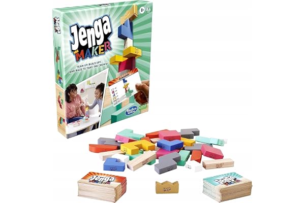 Hasbro Gaming Jenga Maker, Blocs en Bois, Jeu de Tour empilable, Jeu pour Enfants à partir de 8 Ans, Jeu pour 2 à 6 Joueurs