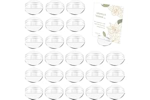 BLMHTWO 24 Pcs Acrylic Card Stands Table Sign Holder Card Display Place Table Menu Holders Small Clear Plastic Stands for Wedding Photos Memos Pictures Display(Round)