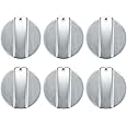 6 Pcs Gas Stove Control Knobs, 6mm Metal Cooker Control Switch Knobs, Silver Adaptors Oven Cooking Surface Switch Buttons Knob for Kitchen Stoves Ovens, Gas Hob Locks