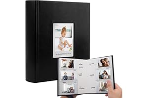 RUIBYTREE Album photo 180 pochettes pour Fujifilm Instax Mini 12 11 9 8, appareil photo polaroïd, fenêtre frontale, livre photo avec espace d'écriture pour film polaroïd 2x3 pouces(Black)