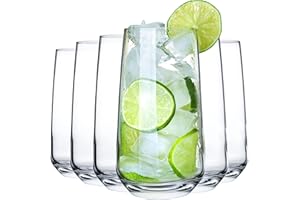 Crystalia Grand Verre Long Drink, 480ml, Lot de 6, 100% SANS PLOMB Verre à Jus à Soda et Cocktail, Verres Highball, Verres à Eau, Glass HiBall à Apéro et Matcha