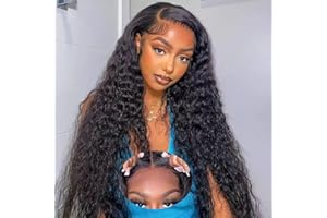 Water Wave Wear and Go Glueless Wigs Human Hair 5X5 HD Lace Closure Wigs 180% Density 24 inch MSGEM Glueless Brazilian Deep Water Wave HD Transparent Lace Front Wigs for Black Women Natural Color