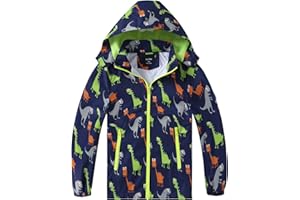 HZXVic – Imperméable pour enfant – Veste coupe vent pour garçon – Combinaison de pluie avec capuche – Motif dinosaure Bleu - 2-7 ans