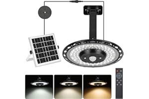 ENCOFT 228LED Solar Hängeleuchte mit Bewegungsmelder 3 Farbtemperatur Solarlampen für Außen Hängend mit Fernbedienung Solarlampe Innen 5 Modi IP65 Wasserdichte Solar Lampe Outdoor