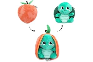 FLIPETZ Les DÉGLINGOS Doudou Corvet la Tortue/Pêche - Tortue Cache-Cache réversible - Peluche Toute Douce pour bébé - Idées Cadeaux de Naissance, Vert et Orange