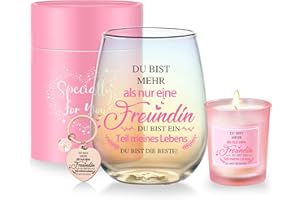 AREFEN Geschenke für Freundin Frauen Weingläser Geburtstagsgeschenk für Frauen Personalisierte Geschenke für Beste Freundin Dankeschön Geschenk Freundschaftsgeschenke Weihnachten 480ml