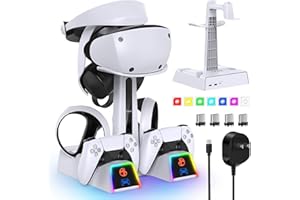 PS5 & PS VR2 Ladestation für VR2 Controller, GORIXER RGB Dual PS5 VR2 Controller Ladestation Dock für Playstation 5 und Playstation VR2 Zubehör mit Magnetanschluss und Netzteil