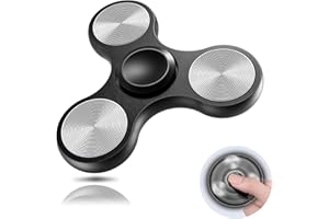 Aolcev Fidget Spinner Metal Fidget Toy Stainless Steel Fast Bearing 4-10 Minutes Spins Hand Spinner Tri Finger Gyro Toy EDC ADHD Focus Anxiety Stress Relief Hand Spinner Toys for Kids Adults-Black