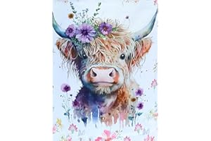 TOSTOG 5D Diamond Painting Kits Cow,Diamond Art Kits for Adults Round Full Drill Diamond Art Animals Picture Crystal Art for Home Wall Decor 30x40cm/12x16inch