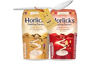 Instant Drink Bundle Which Includes: Horlicks Instant Malted Drinks Pudding Flavour (270g of each) 1x Banoffee Pie 1x Jam Roly Poly Malted Milk Powder & Little Spoon by Donny & Dev