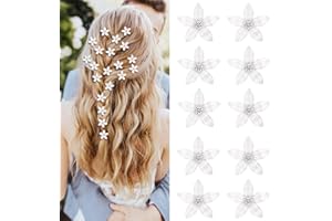 Mezrkuwr 10 horquillas para el pelo con forma de flor, de metal, para mujer, con diamantes de imitación, para niñas, bodas, decoración