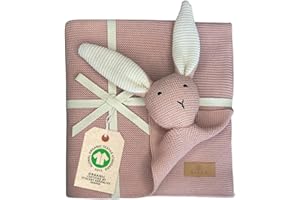 ‎DIKOS DIKOS Original 2-in-1 Babydecke & Kuscheltuch SCHMUSE-Hase (Altrosa) – schönes Geschenk zur Geburt für Neugeborene – aus weicher Bio-Baumwolle (GOTS) – ideal als erstes Kuscheltier für Baby Mädchen