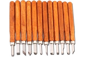 MAIKEHIGH Maike Mall Handcrafted Bois Sculpture Outil Bois Artisanat Ciseau Couteau à Découper, Fait à la main pour Sculpture Diy Poignée Cire Sculpture Céramique - 12 Pieces