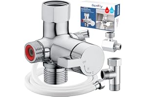 SonTiy Hot and Cold Bidet Mixing Valve Kit, 4-Way Warm Bidet T-adapter Metal T valve for Bidet Valve Adapter with Brass Tee Connector for Bidet Toilet Seat Attachment Handheld Bidet Sprayer