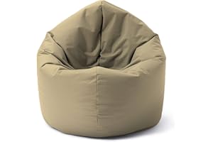 Lumaland Puff Pera Redondo Grande 120 x 80 x 75 cm | Sillón Relax Impermeable para Interior & Exterior | Mueble Ideal para Salón, Jardin y Terraza | con Relleno Incluido 300l [Beige]