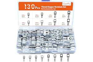 Gorffy Kabelschuhe Rohrkabelschuhe Set 130 Pcs, Kabelschuhe Set 25mm² 16mm² 10mm² 6mm², Kabelschuh Sortiment für Kfz Batteriekabel, Ringkabelschuhe Set M6 M8