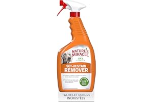 NATURE'S MIRACLE Nature’s Miracle Set-In Stain Remover - Solution en Spray conçue pour les taches et les odeurs de chien profondément incrustées – Formule à l’Oxygène Actif – Multi-surfaces – Parfum Orange – 709 ml