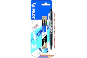 Pilot Frixion Clicker Erasable Retractable Rollerball 0.7 mm Tip Pen with Three Refills - Black, Single Pen