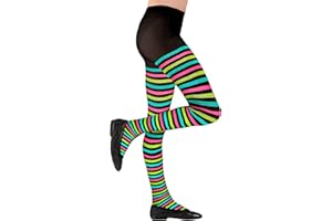 Widmann - Leotardos para niños, a rayas, 70 DEN, leotardos a rayas, leotardos de bruja, carnaval, fiesta temática