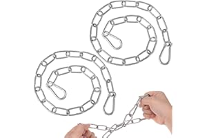 AEAOCVO 2 Stück Edelstahlkette, 57 cm Maschendrahtzaun, Gliederkette Edelstahl-Metallkettenschloss mit Karabinern für Außenzäune, Kette Edelstahl, Hängekettenschloss für Zuhause, Outdoor-Camping