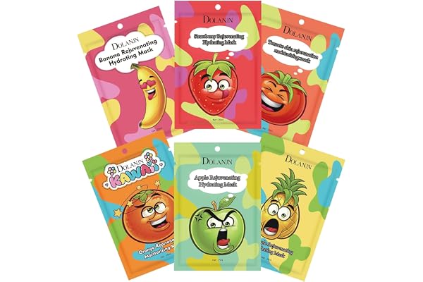 6 Pièces Masque Visage Enfants, Masque Hydratant Visage | Masque de Beauté Enfant Fille, Masque Visage Drole, Nourrissants, Appaisant, Cadeaux pour Femmes Adolescentes