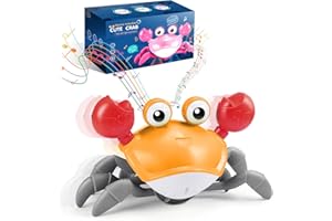 Adeokay Crabe Qui Marche Bebe Cadeau Enfant 1 2 Ans, Jouet Bebe 1 2 an Garcon Fille 1 2 Ans Jouets D'éveil Musicaux Jeu Jouet Bebe 3-6-12 Mois Idée Cadeau Bébé 1 an Anniversaire(Orange)