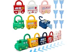 Goujfol Coche Juguete con Llave de Bloqueo, Montessori Juguetes Niños Tren Montaje, Colores Números Combinación Bebé Educativos Juego, Regalos para Niños Niñas 3 4 5 Años