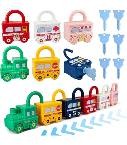 10 Set Schlösser & Schlüssel Spielzeug - Feinmotorik Lernspielzeug Für Kinder