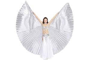 Dance Fairy Argent Parti Belly Danse Ailes d'Isis Costumes d'halloween avec des Bâtons/Tiges