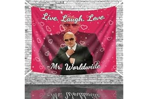KOMICO Mr Worldwide Says to Live Laugh Love, Anti-Fading Funny Tapestry for Bedroom Decorations, Meme Poster Wall Art 3D Boutique Art for Wall Decor, Aesthetic Bedroom