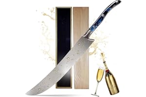 YOUR LIVING ART Sabre à champagne - sabre de sommelier en acier inoxydable avec some en bois 42cm - couteau de serveur professionnel pour les mariages et les fêtes, y compris un coffret cadeau noble (Bleue)