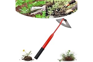 HICAS Zappa da Giardino con Gambo,Palmare Interamente in Acciaio Temprato, per la Coltivazione di Ortaggi,Diserbo e Allentamento del Terreno,Rosso